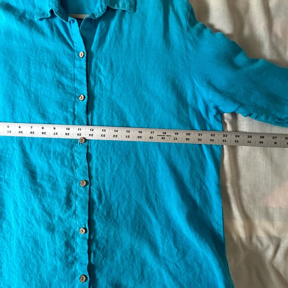 Soft Surroundings Women’s Sz M 100% linen, oversize shirt Preppy Bohemian flowy - Picture 8 of 8